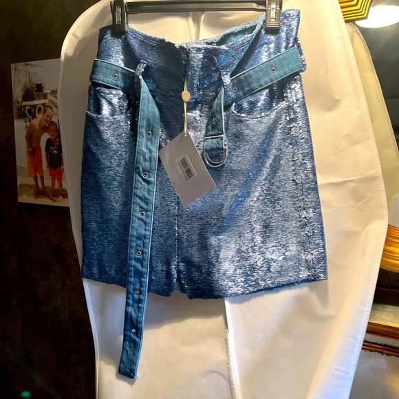 IRO Blue and blush blue Sequin skirt size 38 style name WM31NATOU - Picture 1 of 15